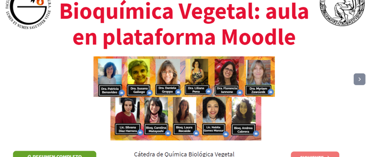 Bioquímica Vegetal: aula en plataforma Moodle.